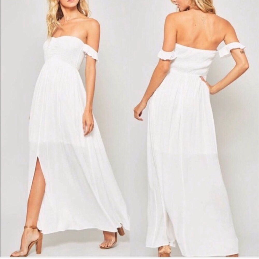 White Off the Shoulder Summer Maxi Dress Cover-up